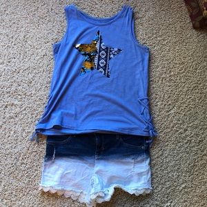 Justice short outfit with color-changing star